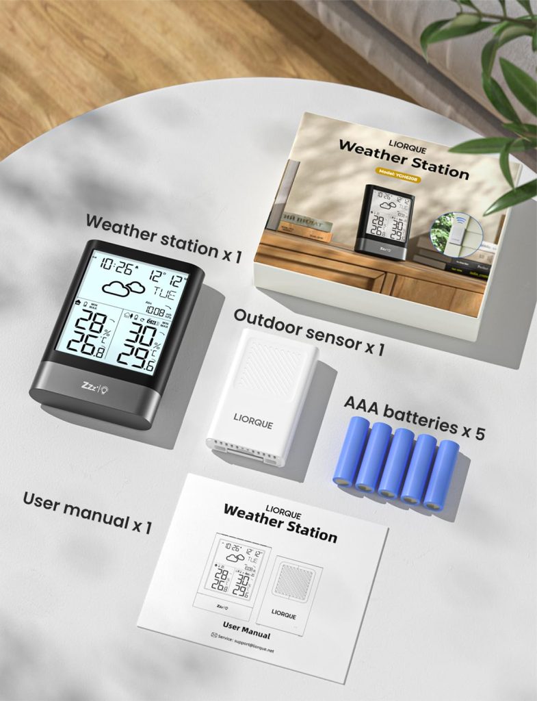 LIORQUE Weather Station Wireless Indoor Outdoor, Digital Weather Thermometer, Temperature, Air Pressure, Humidity Monitor, Weather Forecast with LCD Backlight, Alarm Clock with Outdoor Sensor LIORQUE Weather Station Wireless Indoor Outdoor, Digital Weather Thermometer, Temperature, Air Pressure, Humidity Monitor, Weather Forecast with LCD Backlight, Alarm Clock with Outdoor Sensor