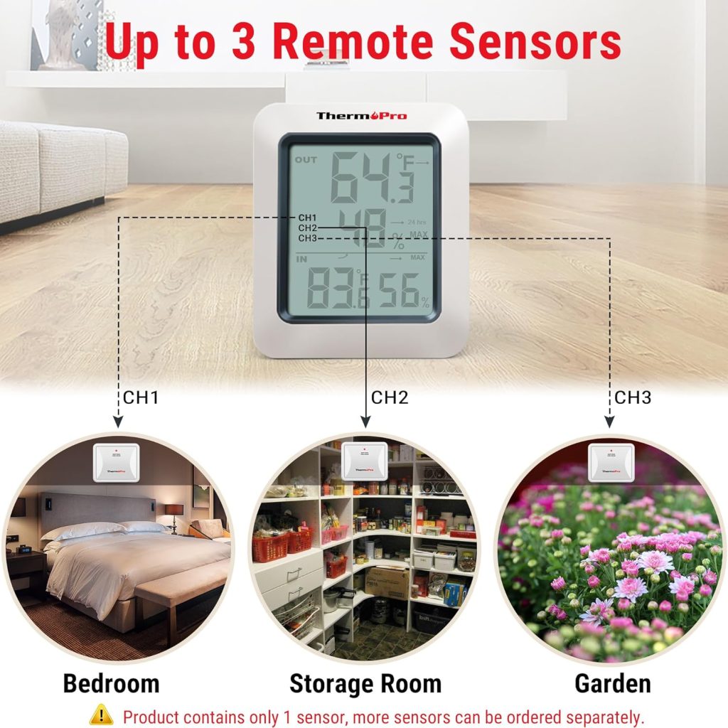 ThermoPro TP60 Digital Hygrometer Outdoor Thermometer Wireless Temperature and Humidity Gauge Monitor Room Thermometer with 500ft/150m Range Humidity Meter Temperature Indicators ThermoPro TP60 Digital Hygrometer Outdoor Thermometer Wireless Temperature and Humidity Gauge Monitor Room Thermometer with 500ft/150m Range Humidity Meter Temperature Indicators