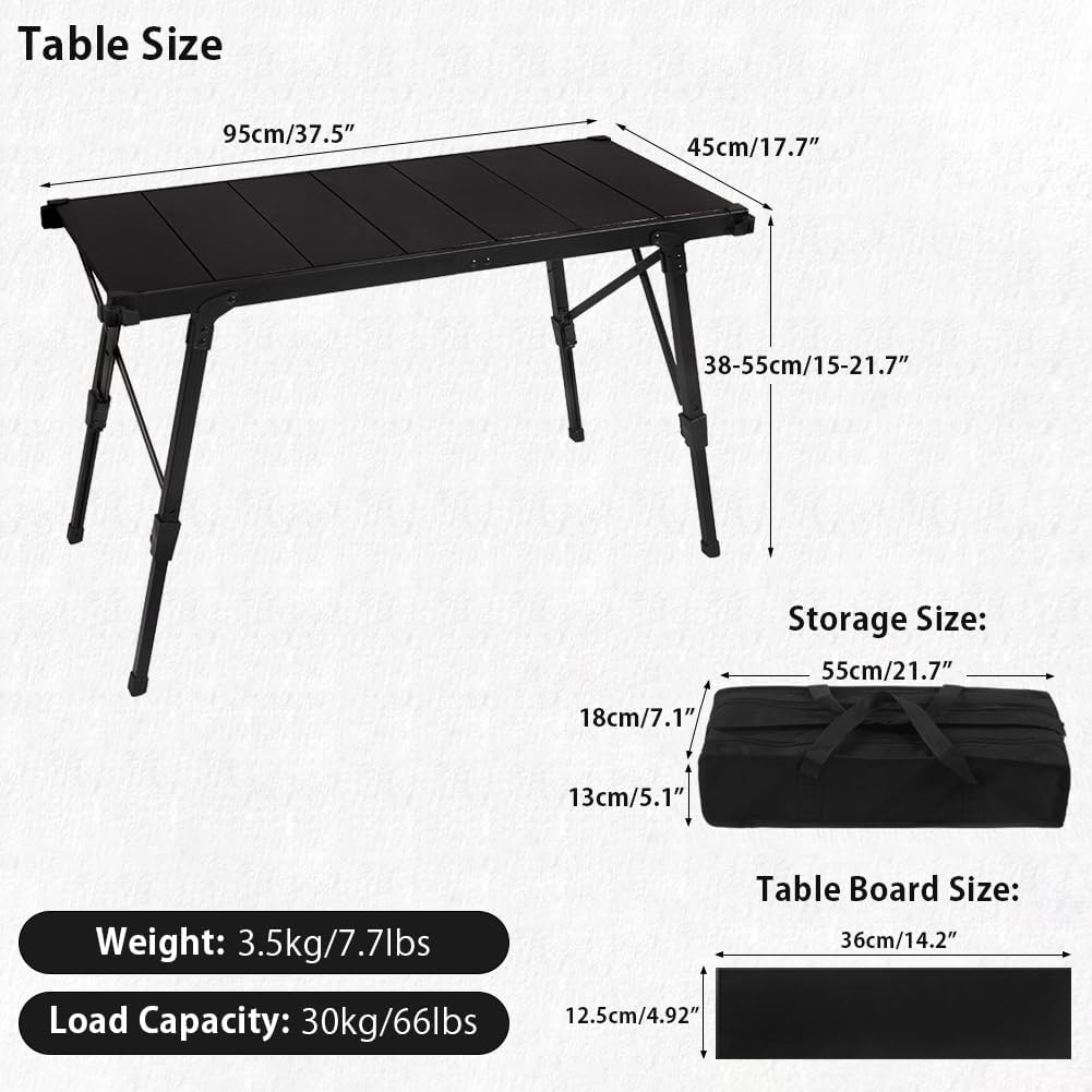 Outdoor Folding Portable Picnic Camping Table with Adjustable Height IGT Outdoor Table with Carrying Bag for Cooking, Travel, Picnic, Party, Beach, Backyard, BBQ, Patio Outdoor Folding Portable Picnic Camping Table with Adjustable Height IGT Outdoor Table with Carrying Bag for Cooking, Travel, Picnic, Party, Beach, Backyard, BBQ, Patio