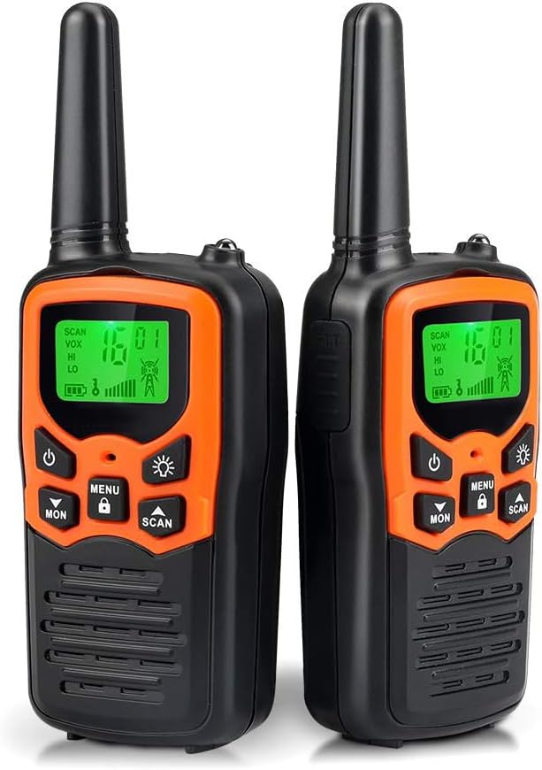 Walkie Talkies, MOICO Long Range Walkie Talkies for Adults with 22 FRS Channels, Family Walkie Talkie with LED Flashlight VOX LCD Display for Hiking Camping Trip (Orange 2 Pack) Walkie Talkies, MOICO Long Range Walkie Talkies for Adults with 22 FRS Channels, Family Walkie Talkie with LED Flashlight VOX LCD Display for Hiking Camping Trip (Orange 2 Pack)