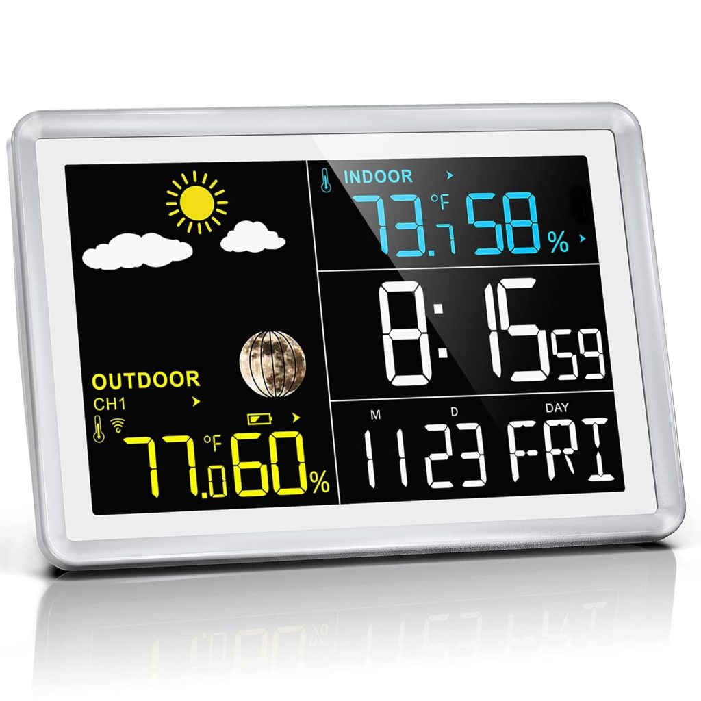 Wittime 2081 Weather Station Indoor Outdoor Thermometer Wireless Temperature Humidity Monitor with HD Color Display and Outdoor Sensor Wittime 2081 Weather Station Indoor Outdoor Thermometer Wireless Temperature Humidity Monitor with HD Color Display and Outdoor Sensor