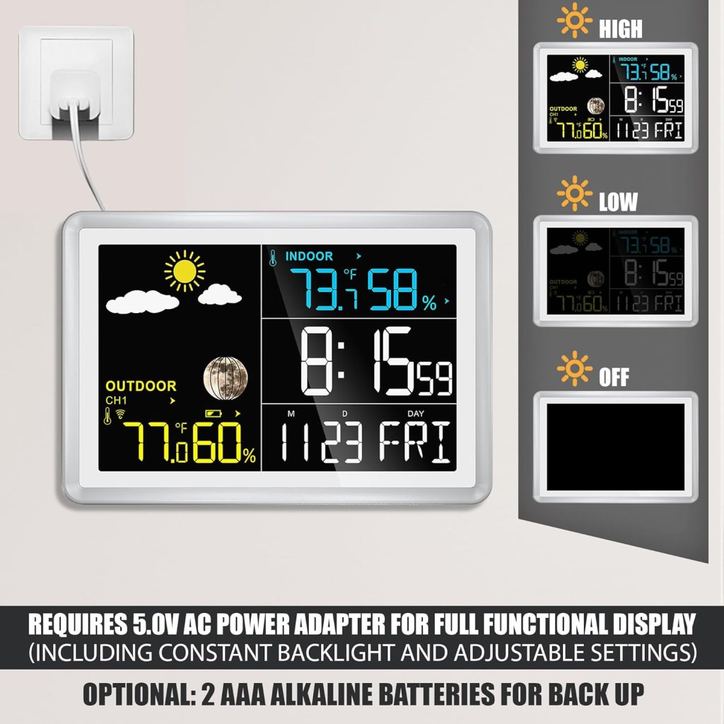 Wittime 2081 Weather Station Indoor Outdoor Thermometer Wireless Temperature Humidity Monitor with HD Color Display and Outdoor Sensor Wittime 2081 Weather Station Indoor Outdoor Thermometer Wireless Temperature Humidity Monitor with HD Color Display and Outdoor Sensor