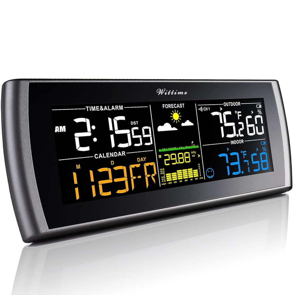 Wittime 2101 Weather Stations Wireless Indoor Outdoor Thermometer Temperature Humidity Monitor with 7.5 Large Adjustable HD Color Display and Outdoor Sensor Wittime 2101 Weather Stations Wireless Indoor Outdoor Thermometer Temperature Humidity Monitor with 7.5 Large Adjustable HD Color Display and Outdoor Sensor