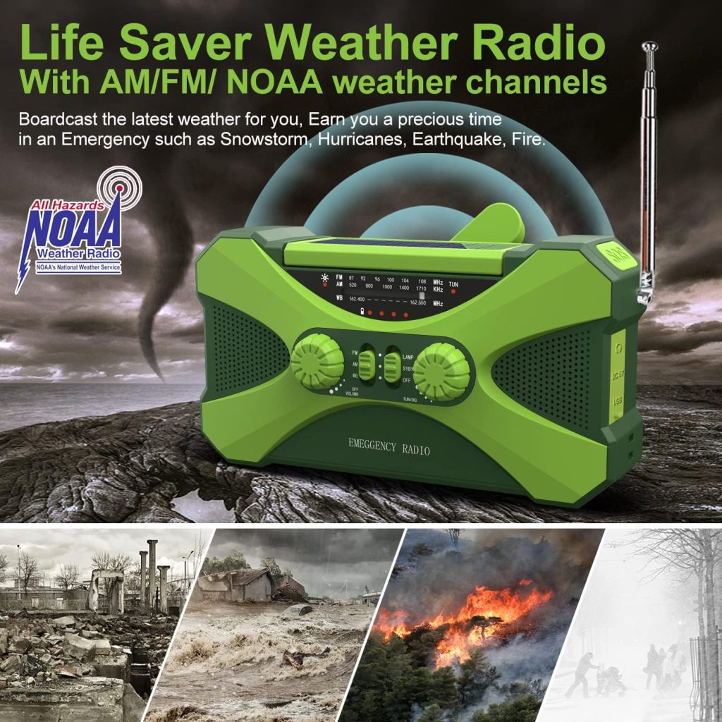 10000mAh Emergency Solar Hand Crank Radio, Portable AM/FM/NOAA Weather Radio with Cell Phone Charger, LED Flashlight, Reading Lamp, SOS Alarm, Survival Radio for Home Outdoors Emergency 10000mAh Emergency Solar Hand Crank Radio, Portable AM/FM/NOAA Weather Radio with Cell Phone Charger, LED Flashlight, Reading Lamp, SOS Alarm, Survival Radio for Home Outdoors Emergency