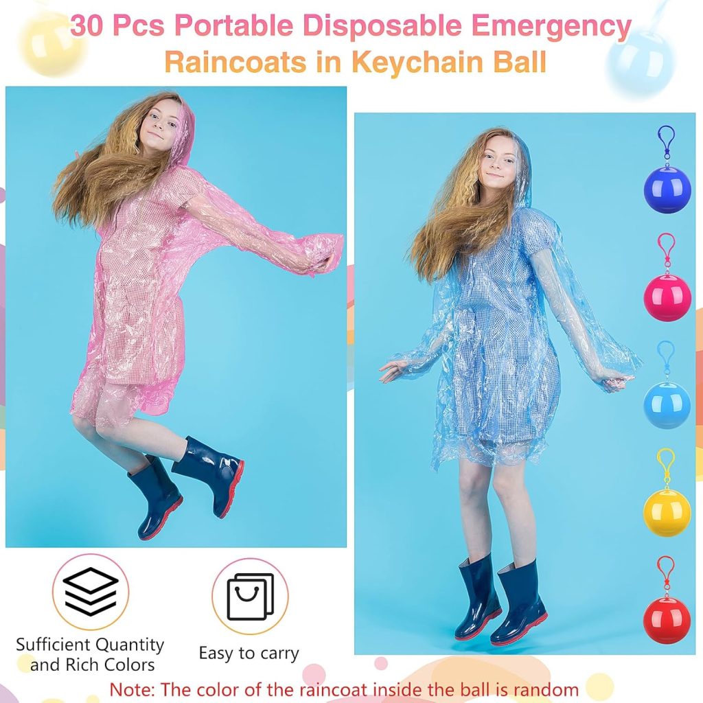 Liitrsh 30 Pcs Rain Ponchos for Adults Portable Disposable Emergency Raincoats Waterproof Raincoats in Ball with Hook Plastic Travel Rain Poncho for Kids Camping Outdoor Cycling Sports, 5 Colors Liitrsh 30 Pcs Rain Ponchos for Adults Portable Disposable Emergency Raincoats Waterproof Raincoats in Ball with Hook Plastic Travel Rain Poncho for Kids Camping Outdoor Cycling Sports, 5 Colors