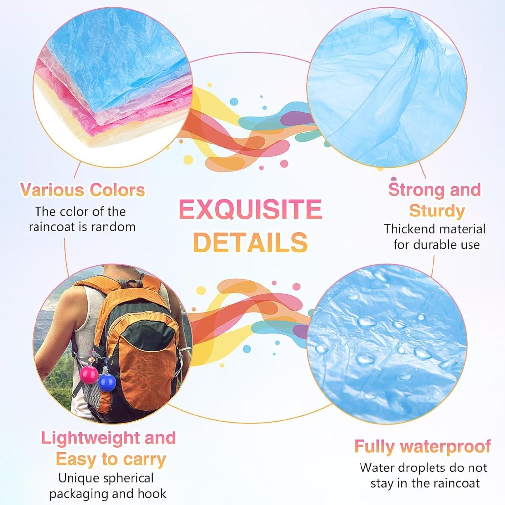 Liitrsh 30 Pcs Rain Ponchos for Adults Portable Disposable Emergency Raincoats Waterproof Raincoats in Ball with Hook Plastic Travel Rain Poncho for Kids Camping Outdoor Cycling Sports, 5 Colors Liitrsh 30 Pcs Rain Ponchos for Adults Portable Disposable Emergency Raincoats Waterproof Raincoats in Ball with Hook Plastic Travel Rain Poncho for Kids Camping Outdoor Cycling Sports, 5 Colors