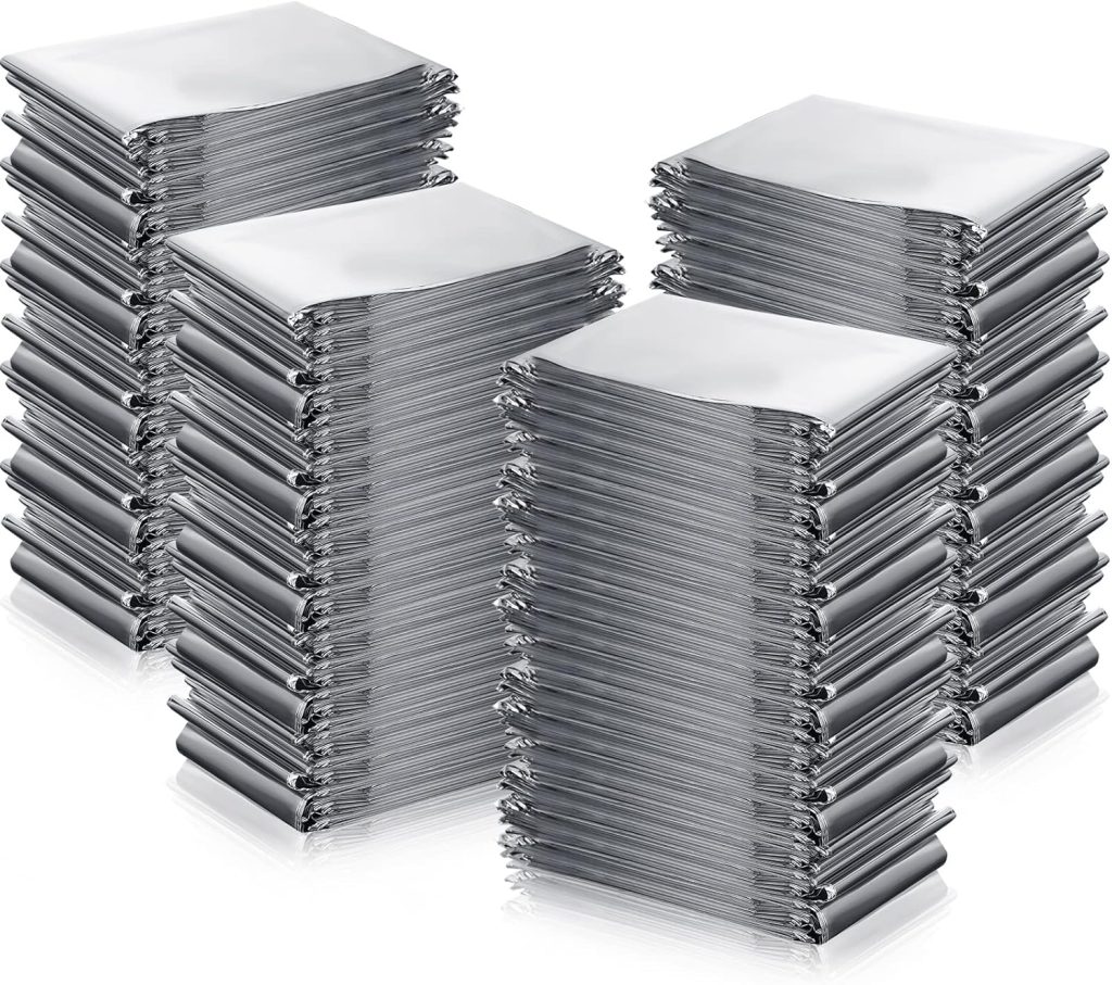 Macarrie 100 Pack 2 Size Emergency Thermal Blanket Survival - Emergency Blankets Silver Foil for Outdoors Camping Hiking First Aid Adult, 82 x 63, 82 x 51 (100 Pieces) Macarrie 100 Pack 2 Size Emergency Thermal Blanket Survival - Emergency Blankets Silver Foil for Outdoors Camping Hiking First Aid Adult, 82 x 63, 82 x 51 (100 Pieces)