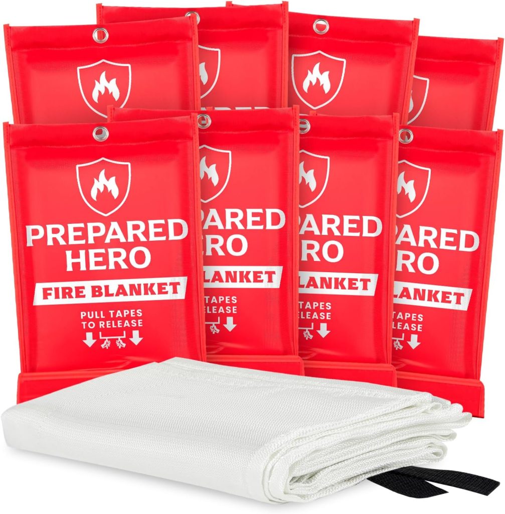 Prepared Hero Emergency Fire Blanket - Pack - Fire Suppression for Kitchen, 40” x 40” Fiberglass Fire Blanket for Home Prepared Hero Emergency Fire Blanket - Pack - Fire Suppression for Kitchen, 40” x 40” Fiberglass Fire Blanket for Home