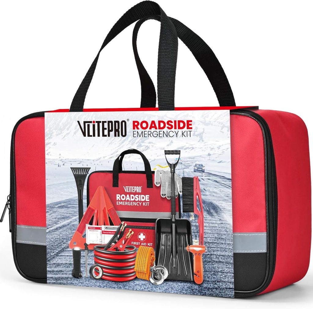 Roadside Emergency Car Kit for Vehicles, Car First Aid Kit Emergency Kit with Jumper Cables, Snow Shovel, Tow Strap, Car Safety Kits, Road Trip Assistance for Men, Women, New Driver Gifts Roadside Emergency Car Kit for Vehicles, Car First Aid Kit Emergency Kit with Jumper Cables, Snow Shovel, Tow Strap, Car Safety Kits, Road Trip Assistance for Men, Women, New Driver Gifts