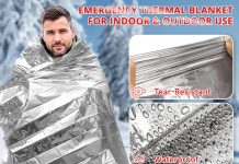 SecuCaptain Survival Emergency Thermal Blankets: Extra Large 84” x63” Space Mylar Blanket Kit for Outdoor Cold Winter Camping Hiking Car Bug Out Bag or First Aid – 4 Pack
