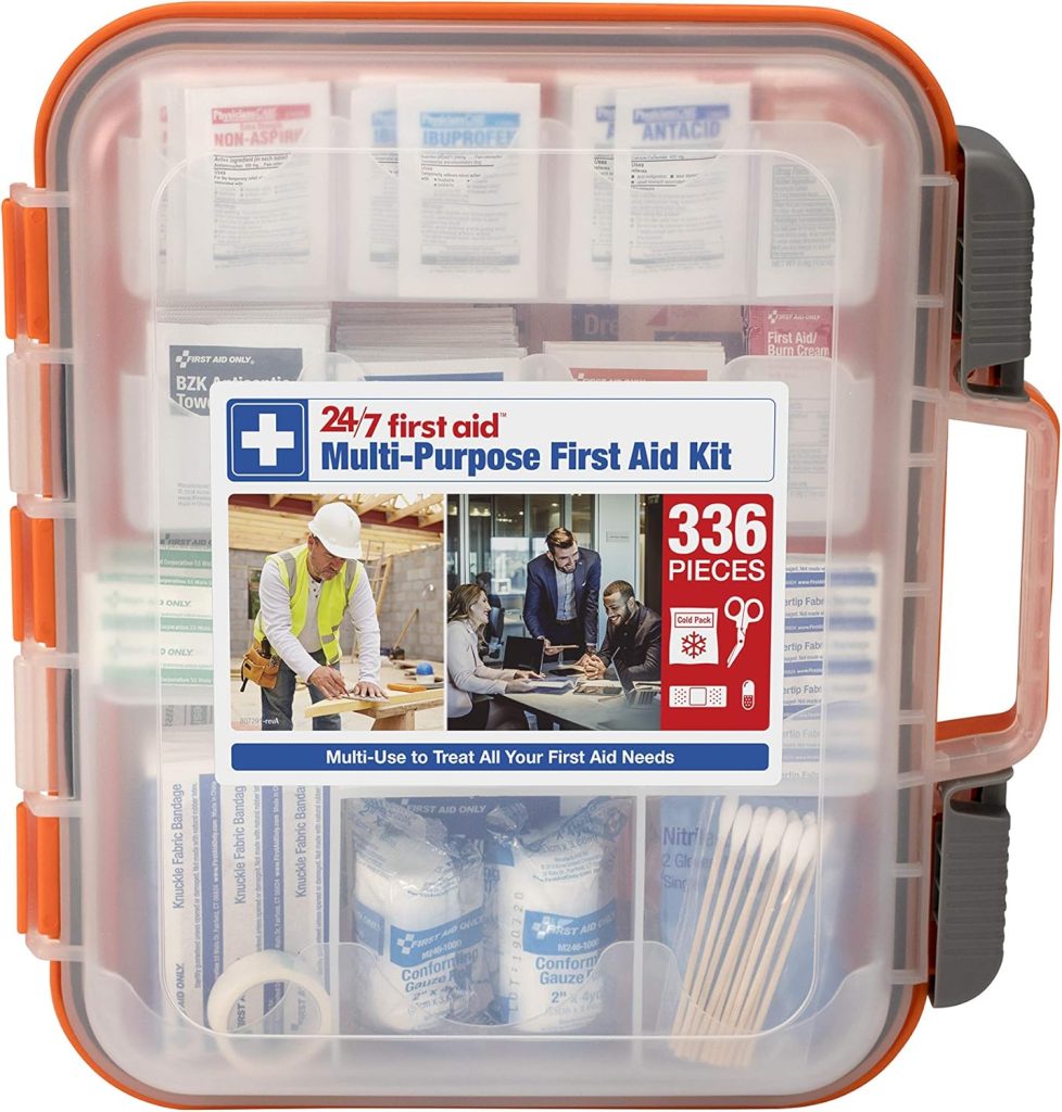 24/7 First Aid OSHA Compliant First aid Kit, All-Purpose 100-Person Emergency First Aid Kit for Business, Home, and Car in Plastic Case with Easy-Slide Latches, Pieces 24/7 First Aid OSHA Compliant First aid Kit, All-Purpose 100-Person Emergency First Aid Kit for Business, Home, and Car in Plastic Case with Easy-Slide Latches, Pieces