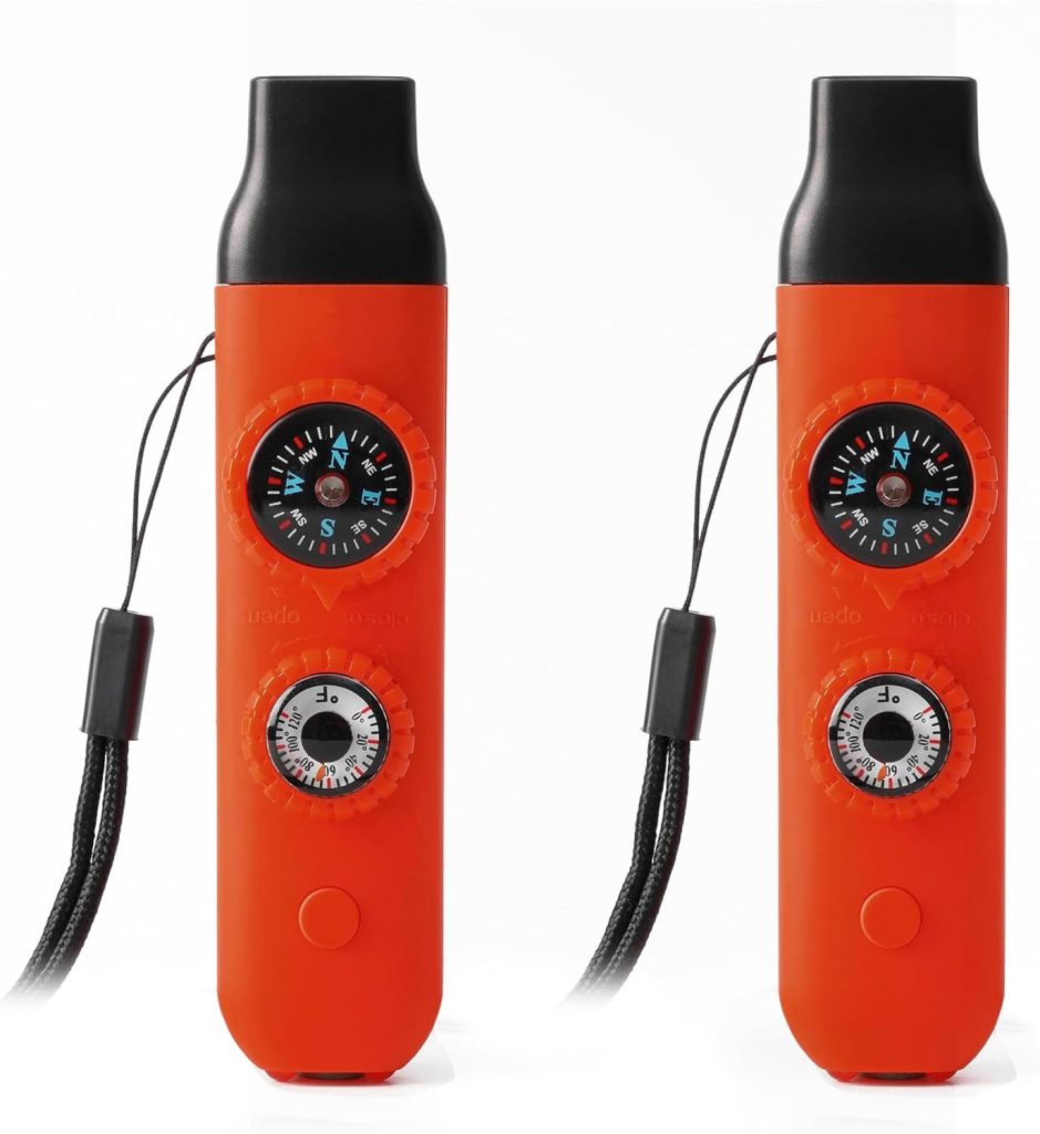 Emergency Survival Safety Whistle,Whistle for Kids with Lanyard,Compass,Thermometer,Ideal for Kayaking, Boating, Hiking, Camping, Climbing Emergency Survival Safety Whistle,Whistle for Kids with Lanyard,Compass,Thermometer,Ideal for Kayaking, Boating, Hiking, Camping, Climbing