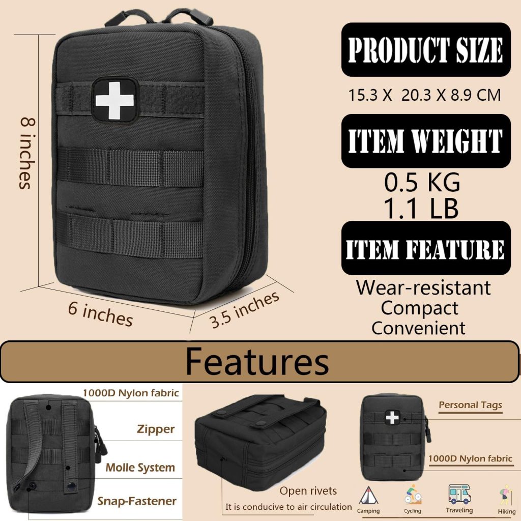 First Aid Kit EMT Medical IFAK Pouch, Molle Tactical Med Emergency Trauma Bag for Camping Home Car Hiking Hunting (Black) First Aid Kit EMT Medical IFAK Pouch, Molle Tactical Med Emergency Trauma Bag for Camping Home Car Hiking Hunting (Black)
