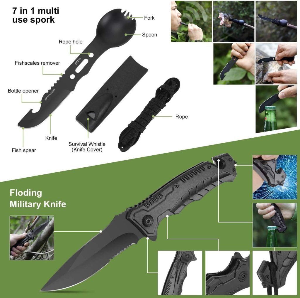 Gifts for Men Christmas Emergency Survival Kit, in Professional Survival Gear Equipment Tools First Aid Supplies for SOS Emergency Tactical Hiking Hunting Disaster Camping Adventure Gifts for Men Christmas Emergency Survival Kit, in Professional Survival Gear Equipment Tools First Aid Supplies for SOS Emergency Tactical Hiking Hunting Disaster Camping Adventure