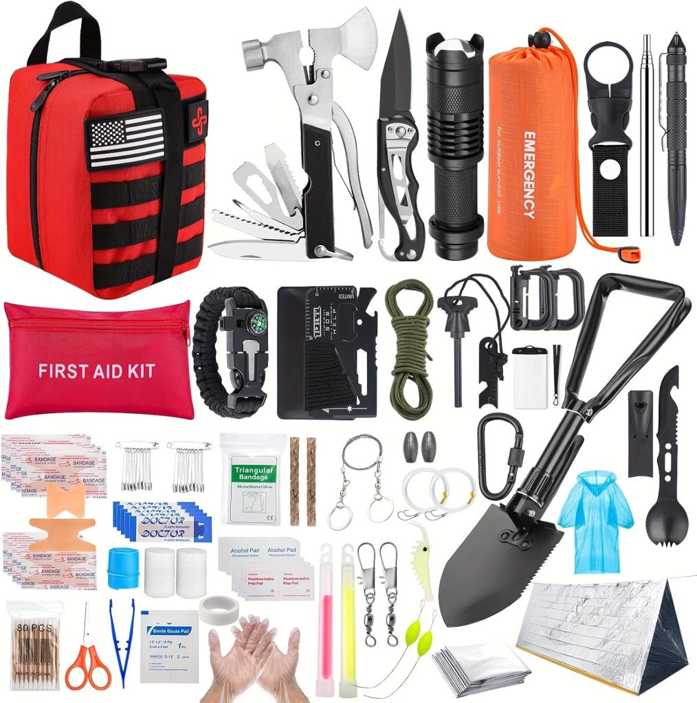 Survival Kit, 252Pcs Survival Gear First Aid Kit with Molle System Compatible Bag and Emergency Tent, Emergency Kit for Earthquake, Outdoor Adventure, Hiking, Hunting, Gifts for Men Women Survival Kit, 252Pcs Survival Gear First Aid Kit with Molle System Compatible Bag and Emergency Tent, Emergency Kit for Earthquake, Outdoor Adventure, Hiking, Hunting, Gifts for Men Women
