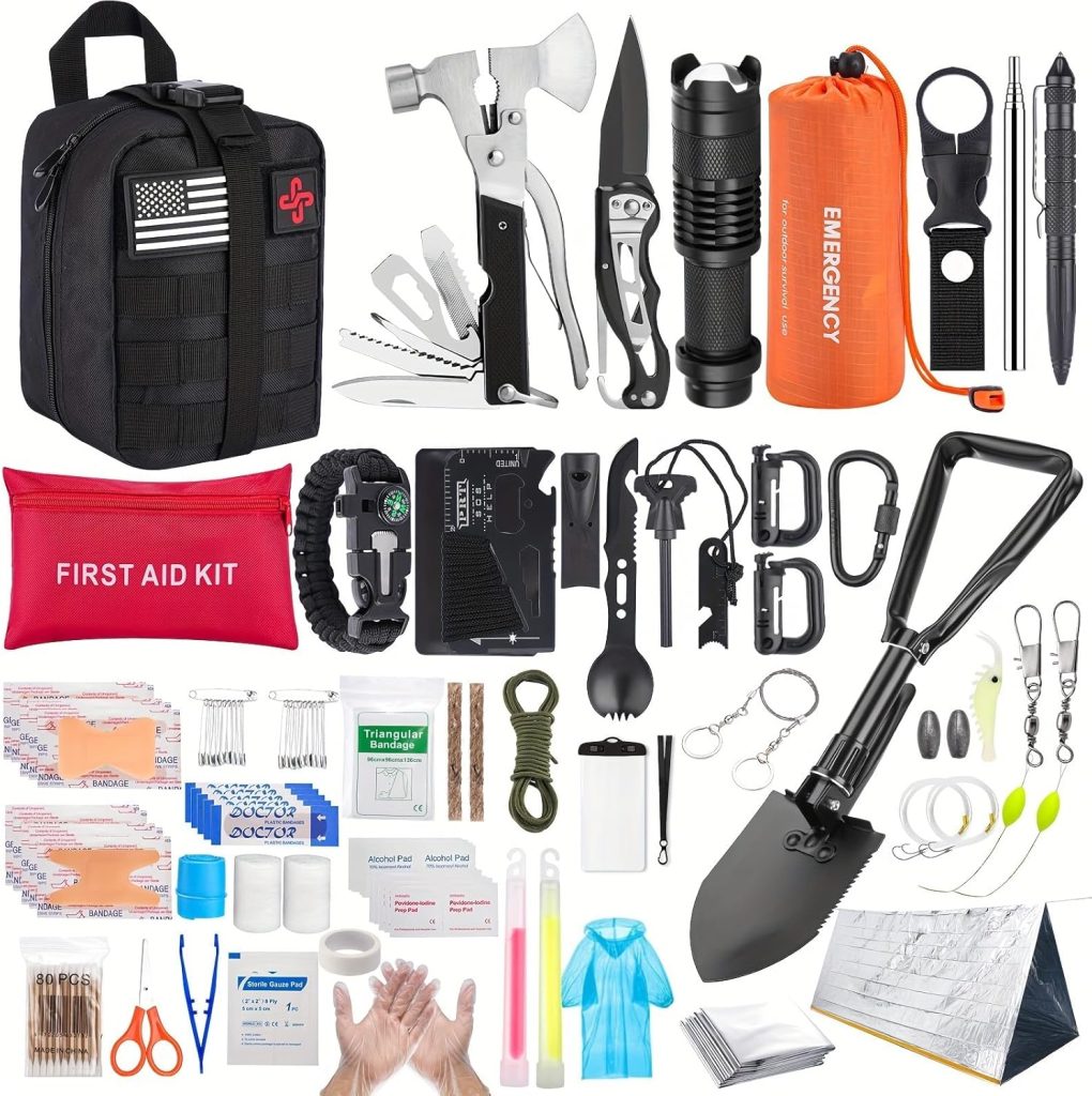 Survival Kit, 252Pcs Survival Gear First Aid Kit with Molle System Compatible Bag and Emergency Tent, Emergency Kit for Earthquake, Outdoor Adventure, Hiking, Hunting, Gifts for Men Women Survival Kit, 252Pcs Survival Gear First Aid Kit with Molle System Compatible Bag and Emergency Tent, Emergency Kit for Earthquake, Outdoor Adventure, Hiking, Hunting, Gifts for Men Women