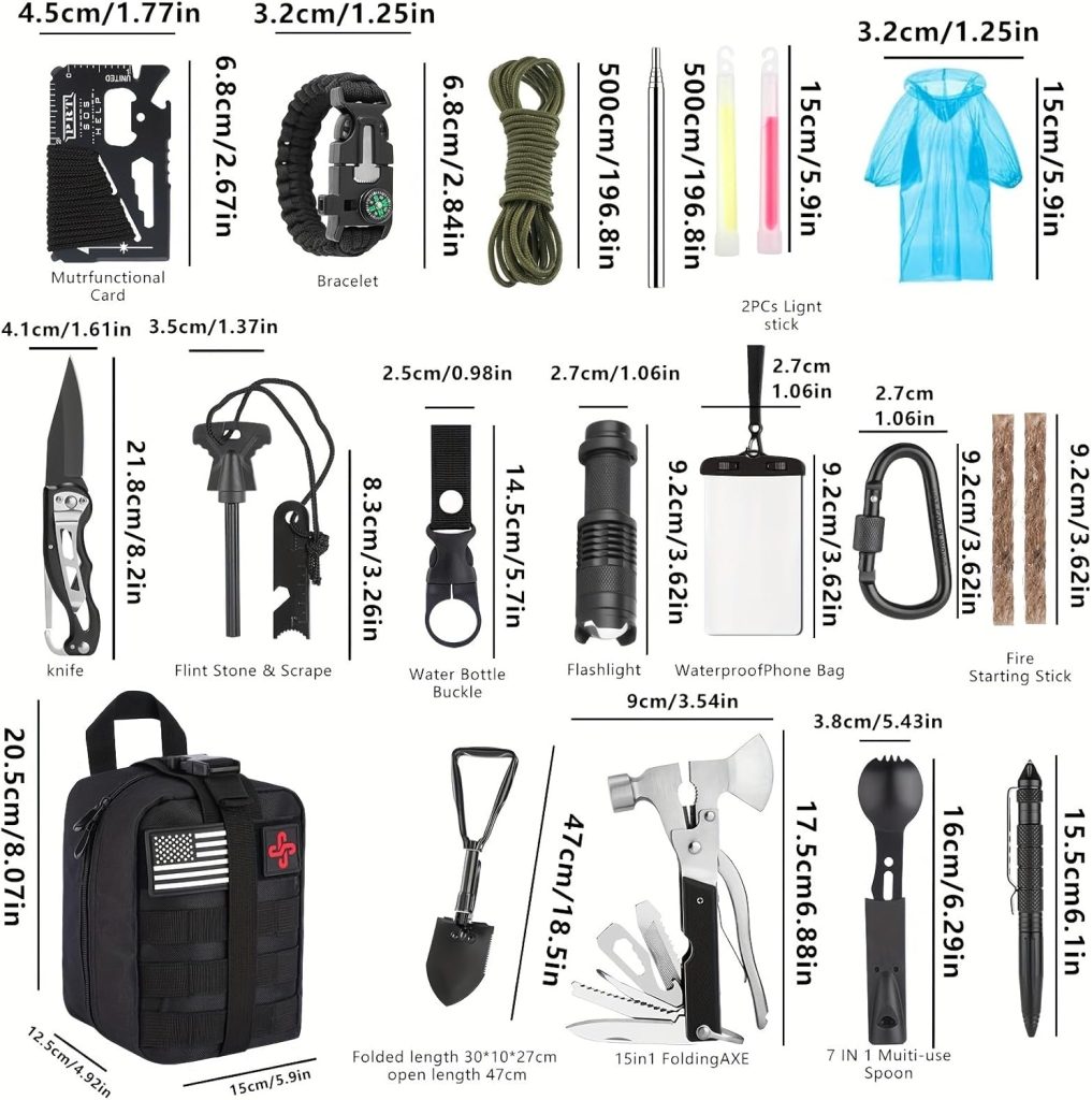 Survival Kit, 252Pcs Survival Gear First Aid Kit with Molle System Compatible Bag and Emergency Tent, Emergency Kit for Earthquake, Outdoor Adventure, Hiking, Hunting, Gifts for Men Women Survival Kit, 252Pcs Survival Gear First Aid Kit with Molle System Compatible Bag and Emergency Tent, Emergency Kit for Earthquake, Outdoor Adventure, Hiking, Hunting, Gifts for Men Women