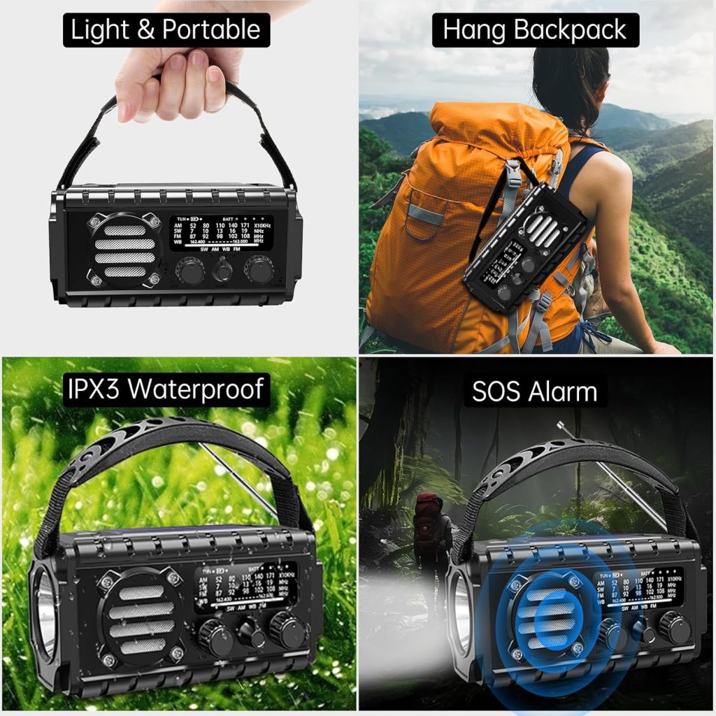 Emergency Radio Hand Crank Solar, AM/FM/SW NOAA Weather Radio Built-in 20000mah Large Battery Powered,Type-C Charger,Flashlight, Reading Light,SOS, Compact Portable for Camping/Emergencies Emergency Radio Hand Crank Solar, AM/FM/SW NOAA Weather Radio Built-in 20000mah Large Battery Powered,Type-C Charger,Flashlight, Reading Light,SOS, Compact Portable for Camping/Emergencies