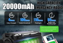 Emergency Radio Hand Crank Solar, AM/FM/SW NOAA Weather Radio Built-in 20000mah Large Battery Powered,Type-C Charger,Flashlight, Reading Light,SOS, Compact & Portable for Camping/Emergencies