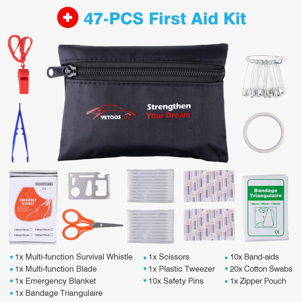 Vetoos Car Roadside Emergency Kit with Jumper Cables, Auto Vehicle Safety Road Side Assistance Kits, Winter Car Kit Essentials for Women and Men, with Car Repair Tool Set, Folding Survival Shovel Vetoos Car Roadside Emergency Kit with Jumper Cables, Auto Vehicle Safety Road Side Assistance Kits, Winter Car Kit Essentials for Women and Men, with Car Repair Tool Set, Folding Survival Shovel
