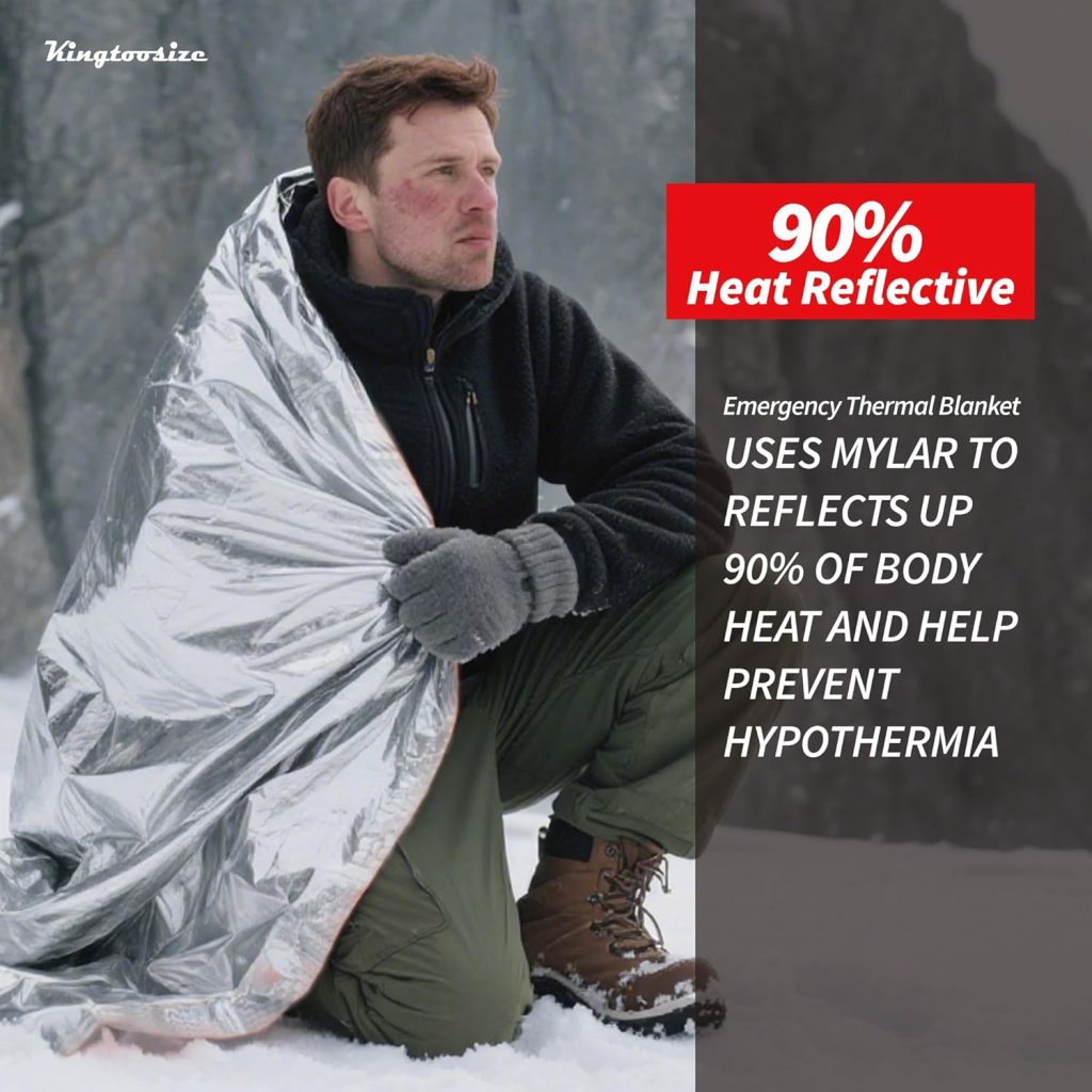 Emergency Thermal Blanket, 4-Pack, Mylar Space Blanket Survival Kit Emergency Thermal Blanket, 4-Pack, Mylar Space Blanket Survival Kit