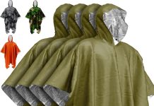 PREPARED4X Emergency Mylar Poncho – Survival Rain Poncho with Hood – Lightweight, Compact, Reusable Emergency Blanket Poncho for Hiking, Camping, Thermal Gear, Car Kit, Outdoors