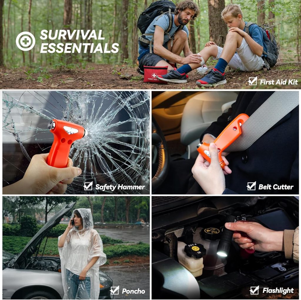 VCANENERGY Car Emergency Kit with Jumper Cable, First Aid Kit, Winter Travel Assistance with Detachable Snow Shovel, Safety Emergency Kit for Cars, Trucks VCANENERGY Car Emergency Kit with Jumper Cable, First Aid Kit, Winter Travel Assistance with Detachable Snow Shovel, Safety Emergency Kit for Cars, Trucks