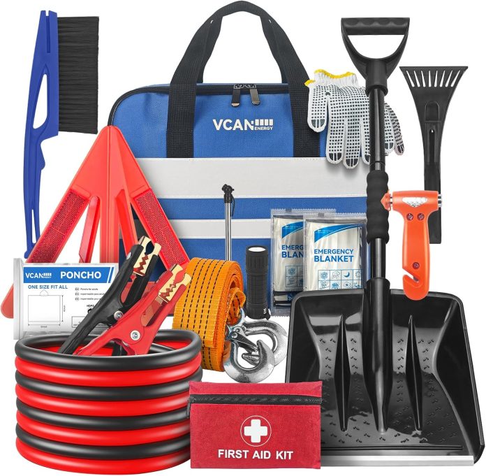 vcanenergy-car-emergency-kit-with-jumper-cable-first-aid-kit-winter-travel-assistance-with-detachable-snow-shovel-safety