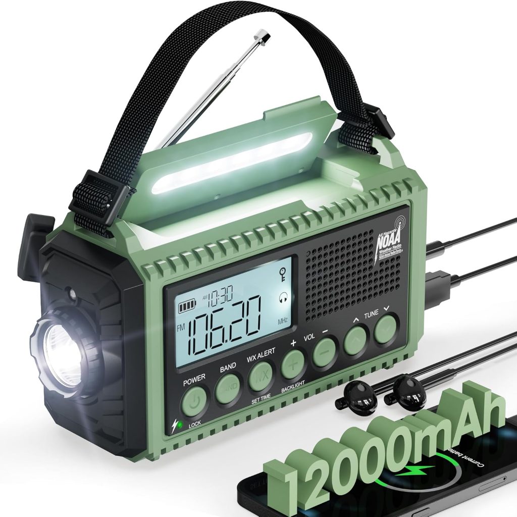 Emergency Weather Radio, Hand Crank 12000mAh Battery Powered Auto Alert NOAA Radio,130H Runtime, LCD Digital Display, SOS, Flashlight,Phone Charger, Solar Portable AM/FM/SW Radio for Emergency/Outdoor review | Vanessa Davison Emergency Weather Radio, Hand Crank 12000mAh Battery Powered Auto Alert NOAA Radio,130H Runtime, LCD Digital Display, SOS