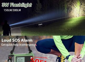Emergency Weather Radio, Hand Crank 12000mAh Battery Powered Auto Alert NOAA Radio,130H Runtime, LCD Digital Display, SOS