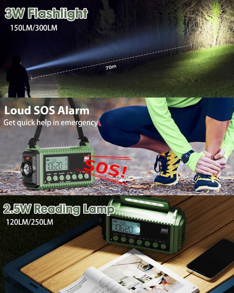 Emergency Weather Radio, Hand Crank 12000mAh Battery Powered Auto Alert NOAA Radio,130H Runtime, LCD Digital Display, SOS, Flashlight,Phone Charger, Solar Portable AM/FM/SW Radio for Emergency/Outdoor review | Vanessa Davison Emergency Weather Radio, Hand Crank 12000mAh Battery Powered Auto Alert NOAA Radio,130H Runtime, LCD Digital Display, SOS