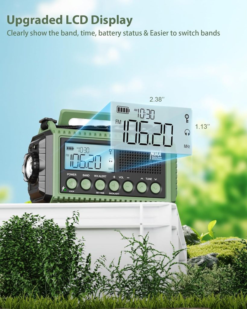 Emergency Weather Radio, Hand Crank 12000mAh Battery Powered Auto Alert NOAA Radio,130H Runtime, LCD Digital Display, SOS, Flashlight,Phone Charger, Solar Portable AM/FM/SW Radio for Emergency/Outdoor review | Vanessa Davison Emergency Weather Radio, Hand Crank 12000mAh Battery Powered Auto Alert NOAA Radio,130H Runtime, LCD Digital Display, SOS