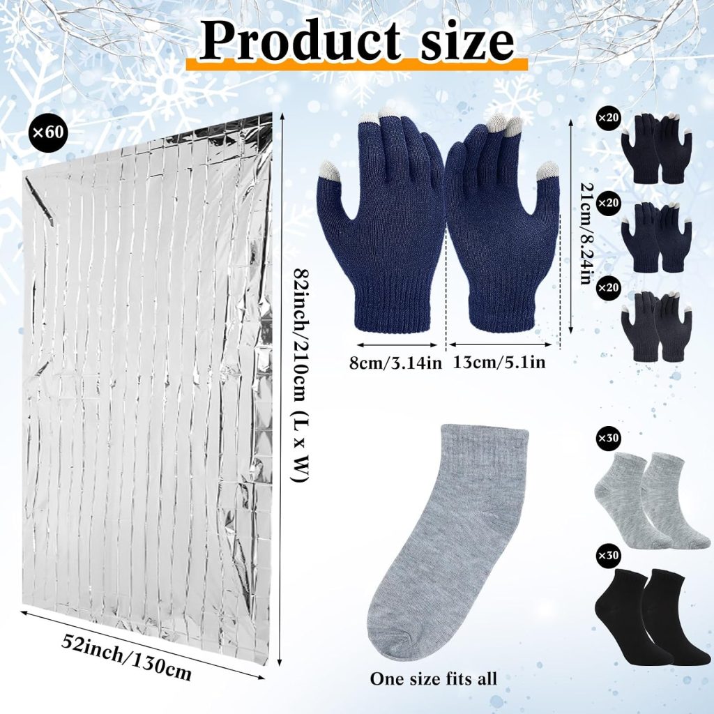 180 Pcs Bulk Emergency Blankets Winter Socks Gloves, Classic Colors review | Vanessa Davison https://www.amazon.com/dp/B0DG253ZHD - Pcs Bulk Emergency Blankets Winter Socks Gloves, Classic Colors